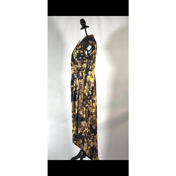 SLNY SL FASHIONS Print Faux Wrap Maxi Dress Size 6 - Picture 3 of 6
